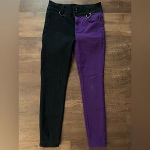Hot topic Purple and Black super skinny high rise jeans